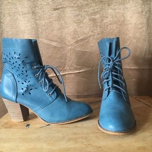 Leather lace up booties